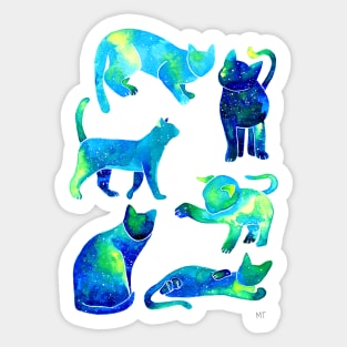 Galaxy Cats Pattern - Blue Sticker